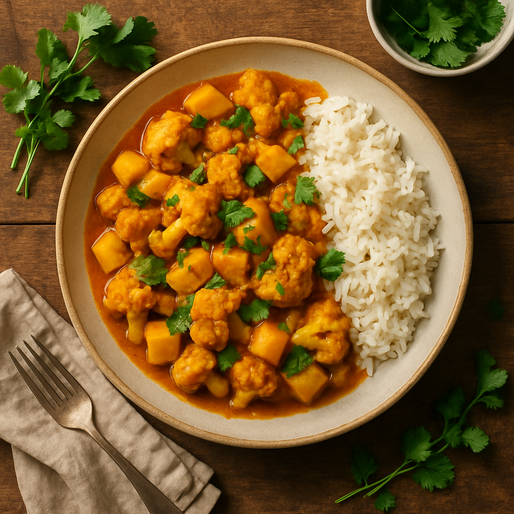Aloo Gobi – Blomkål og Kartofler i Krydret Curry med Frisk Koriander