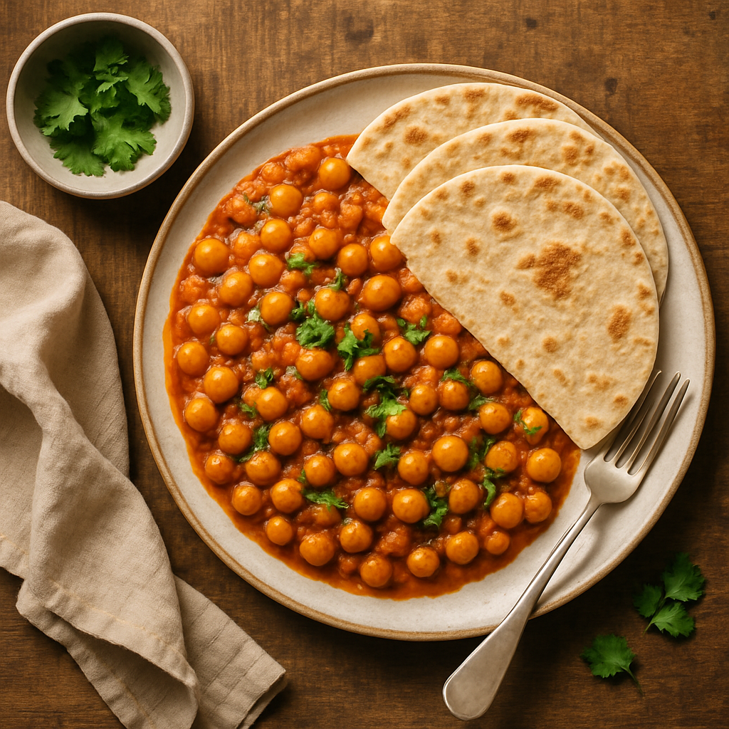 Chana masala med kikærter og chapati