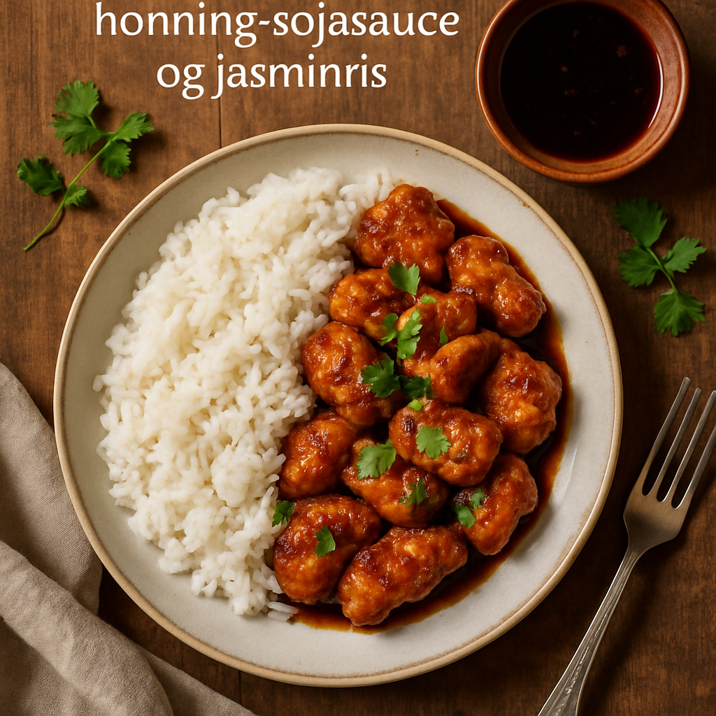 Crispy kylling med honning-sojasauce og jasminris