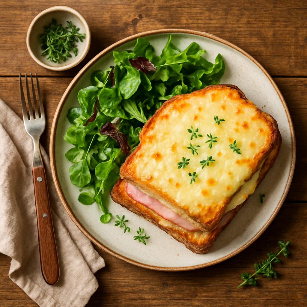 Croque Monsieur med grøn salat