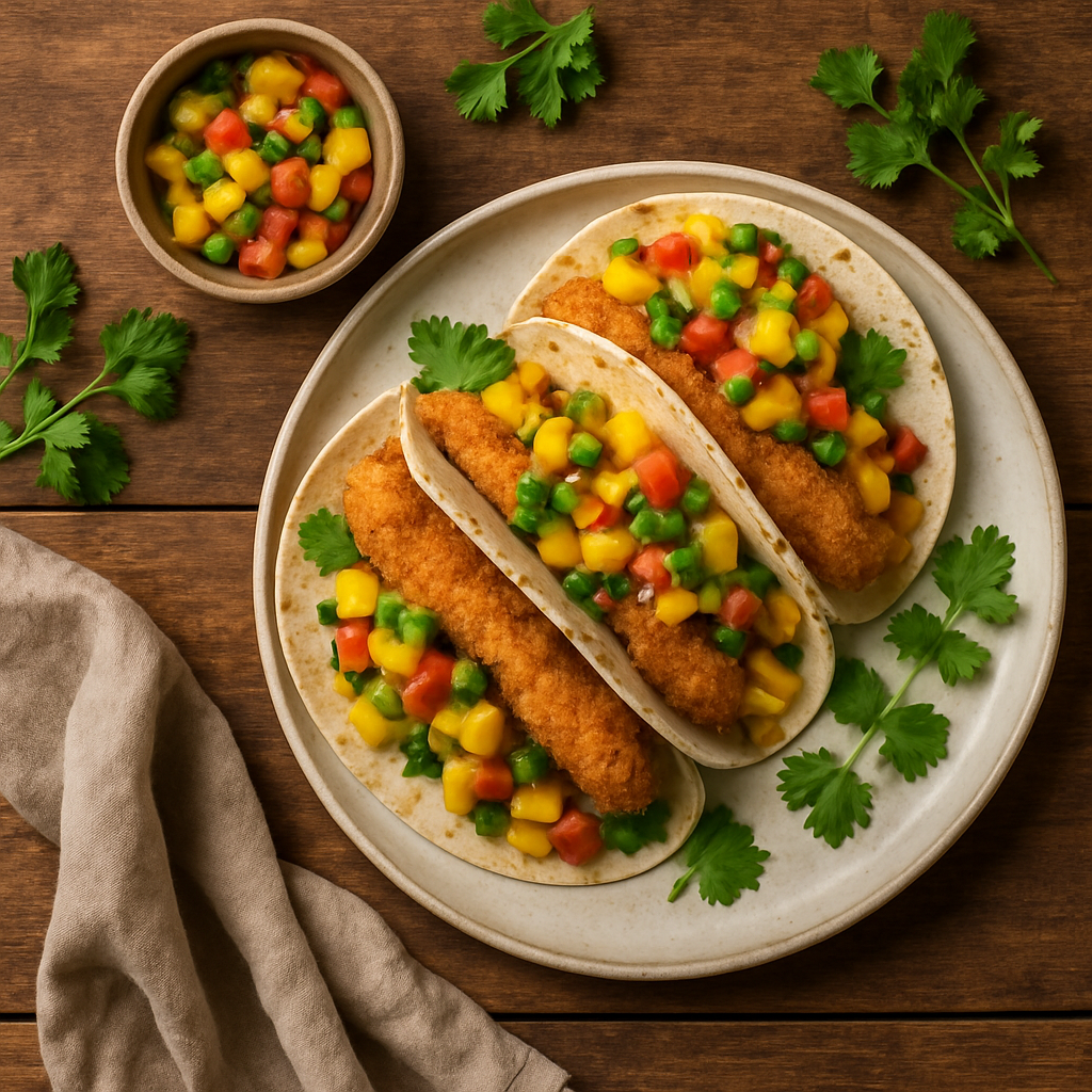 Fisketacos med sprød fisk og mangosalsa