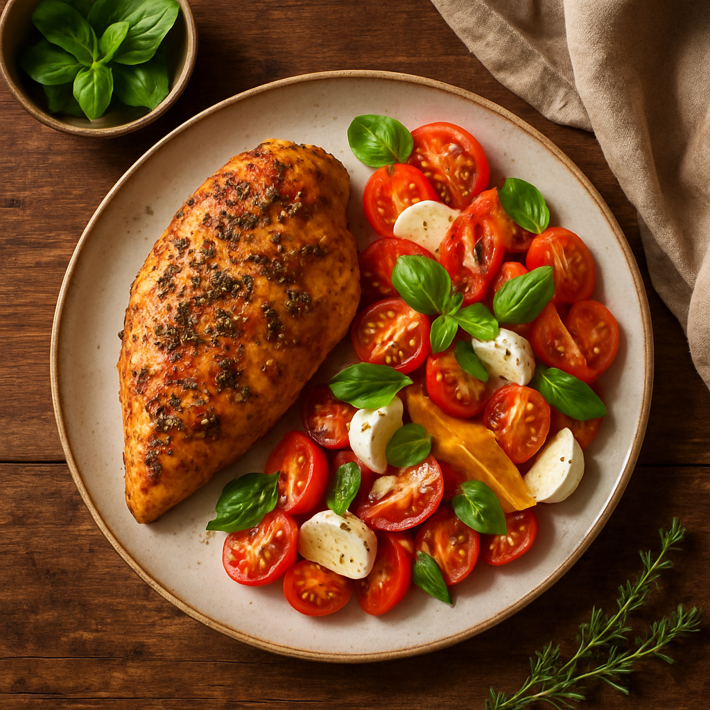 Italiensk Kyllingebryst med Tomat-Mozzarellasalat