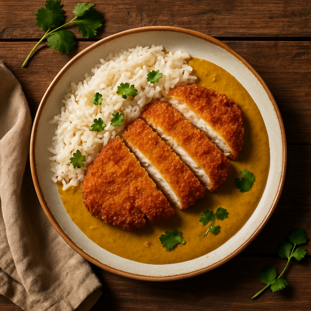 Katsu curry med paneret kylling og jasminris