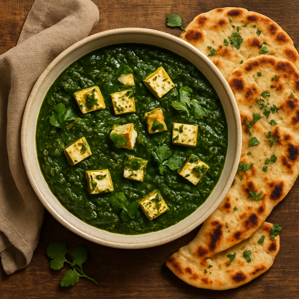 Palak Paneer med Spinat og Naanbrød