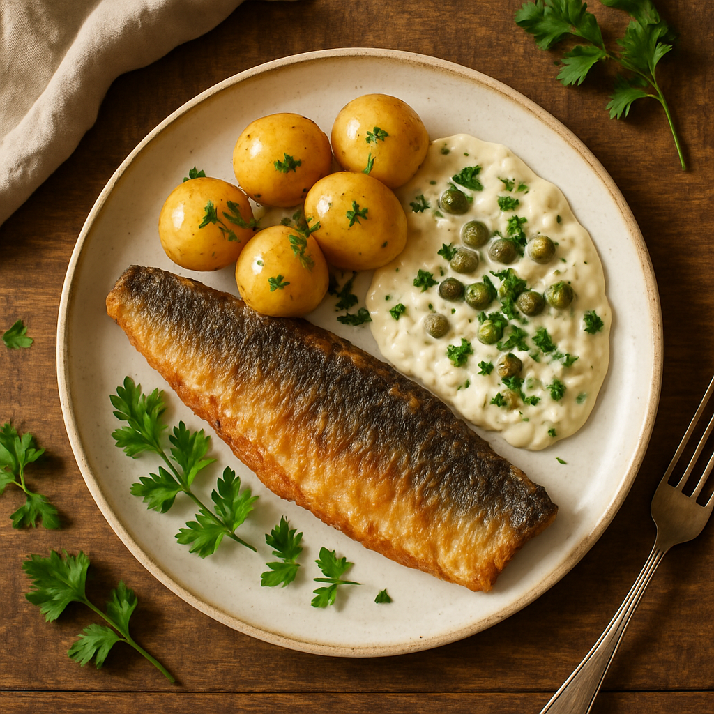 Stegte sild med nye kartofler og kaperssauce